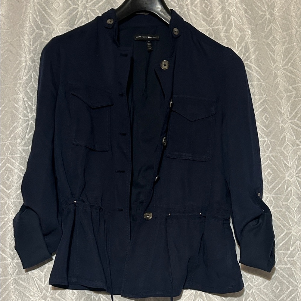 White House Black Market Midnight Blue Button-Up Jacket